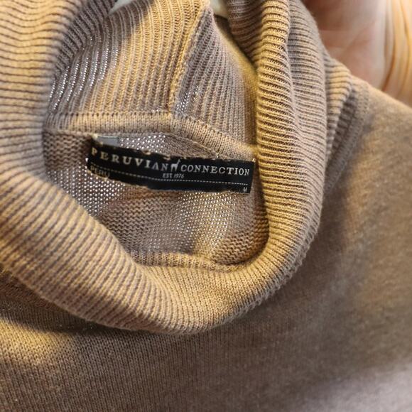 Peruvian Connection Camel Alpaca Wool Turtleneck Sweater Dress Size M - Picture 3 of 3